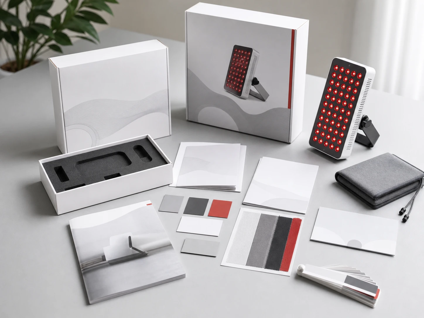 REDDOT private-label red light therapy device branding and packaging
