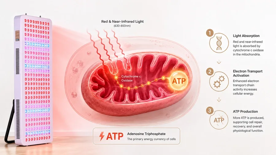 Mitochondrial ATP production process in red light therapy — Do physical therapis