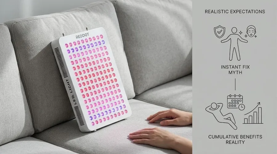 Red light therapy device used on a couch with realistic expectations — How do I
