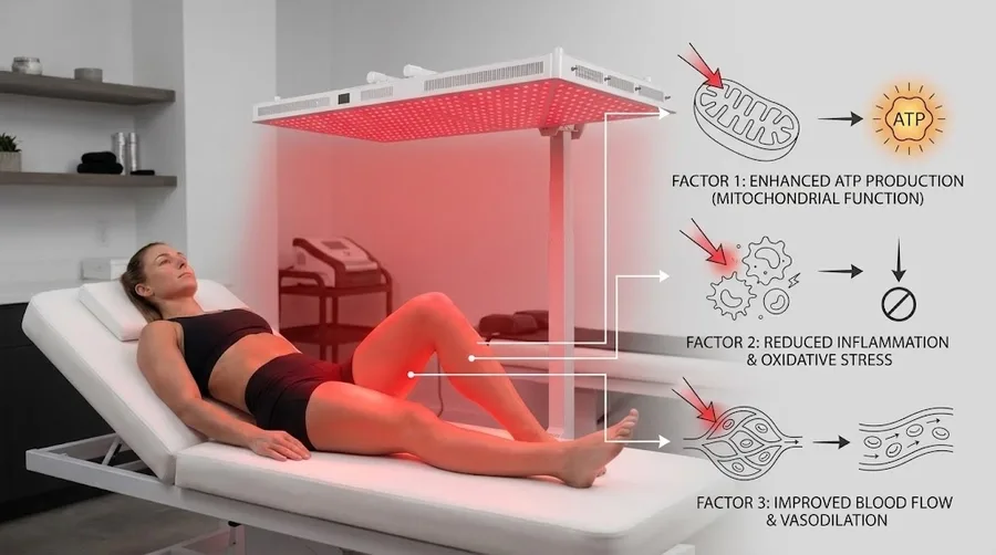 Athlete using large-format red light panel in dedicated recovery studio — Does r