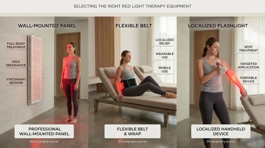 Comparing wall-mounted panel, flexible belt, and localized flashlight — How to a