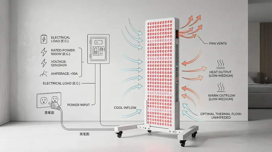 Electrical load and thermal airflow diagram for home LED panel installation — Ho