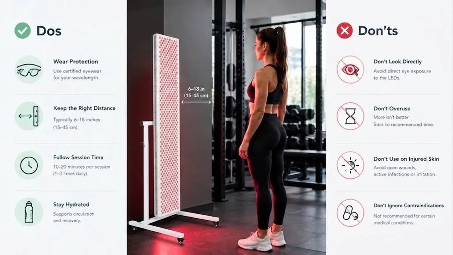 Essential do's and don'ts for safe red light therapy use in a gym — How to use r