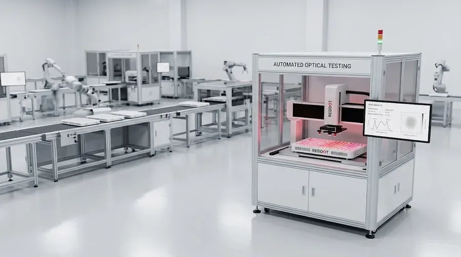 Modern expansive LED manufacturing floor showing automated assembly lines and qu