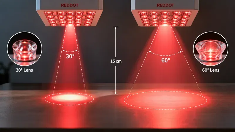 Optical diagram comparing 30° vs 60° Lenses: How Beam Angle Changes Irradiance a