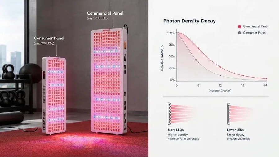 Photon density decay comparison between consumer and commercial panels — How to