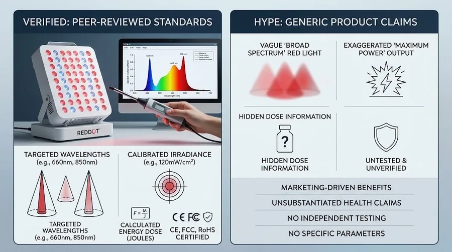 Side-by-side chart comparing peer-reviewed study parameters vs generic product c