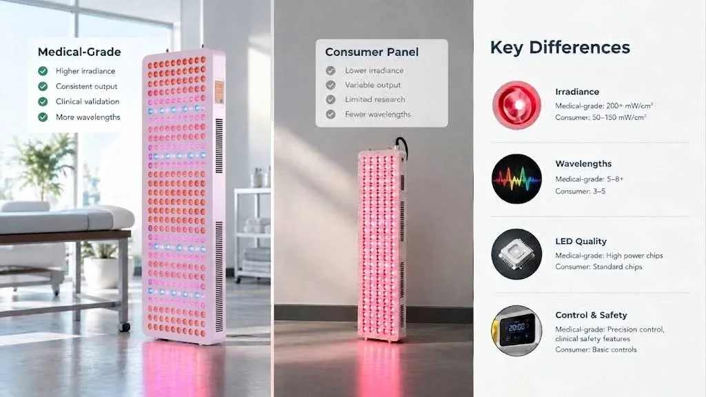 What separates medical-grade LED equipment from consumer panels — Best led light